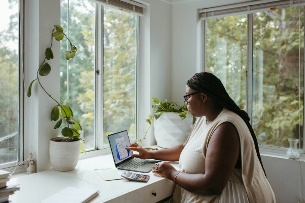 woman working from home